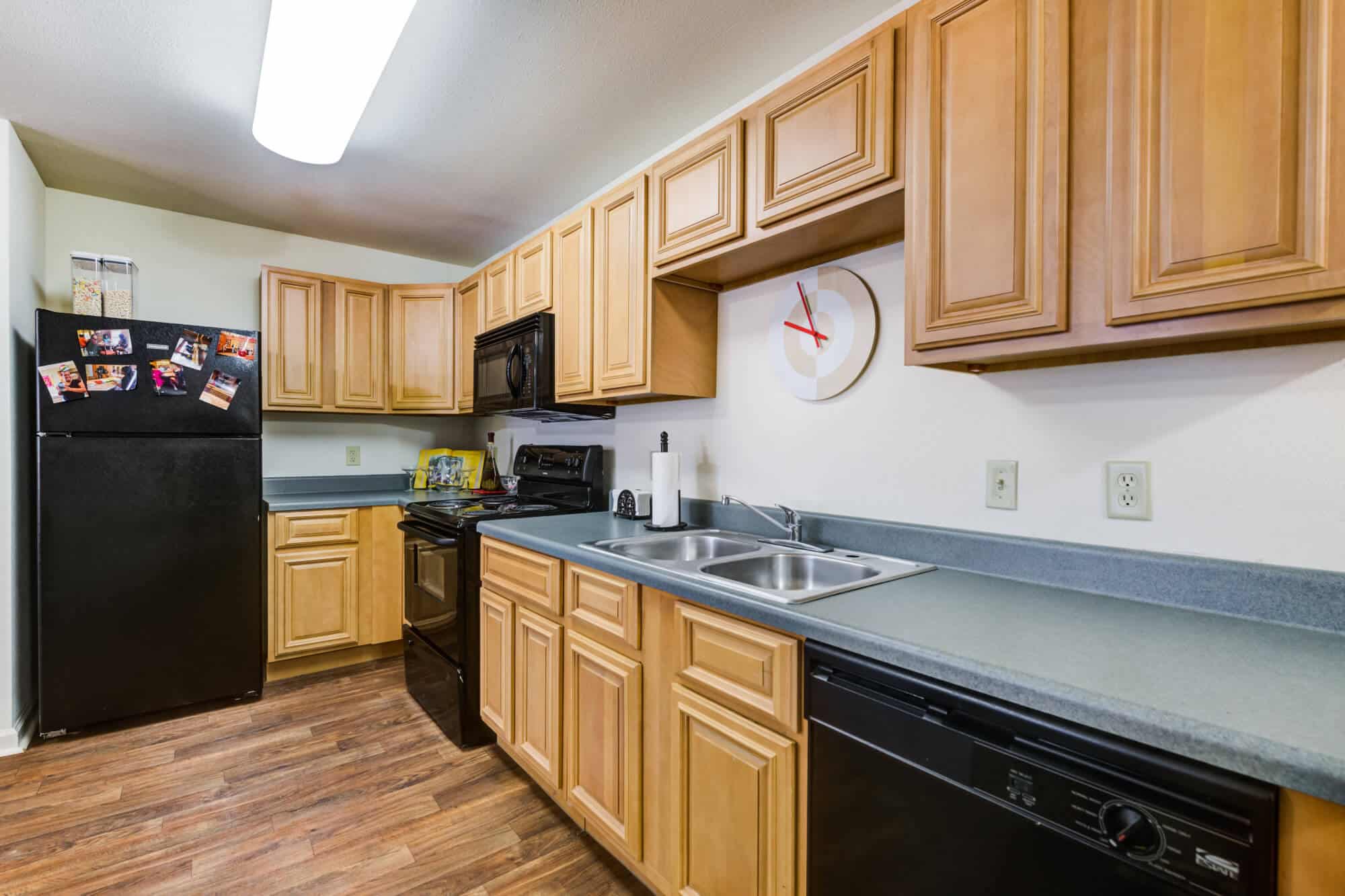 mustang village off campus apartments near midwestern state university msu full kitchen black appliances